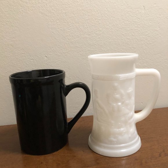 FEDERAL MILK GLASS 10 OZ.` BLACK ROYAL NORFOLK   GREEN  TANKARD STEIN MUG - Picture 2 of 14